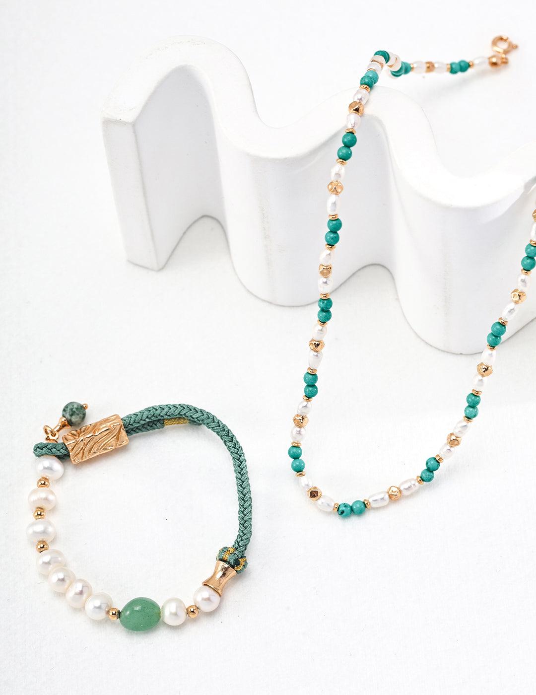 Turquoise &amp; Pearl Beaded Necklace | Petite Secret Jewellery - Petite Secret Jewellery