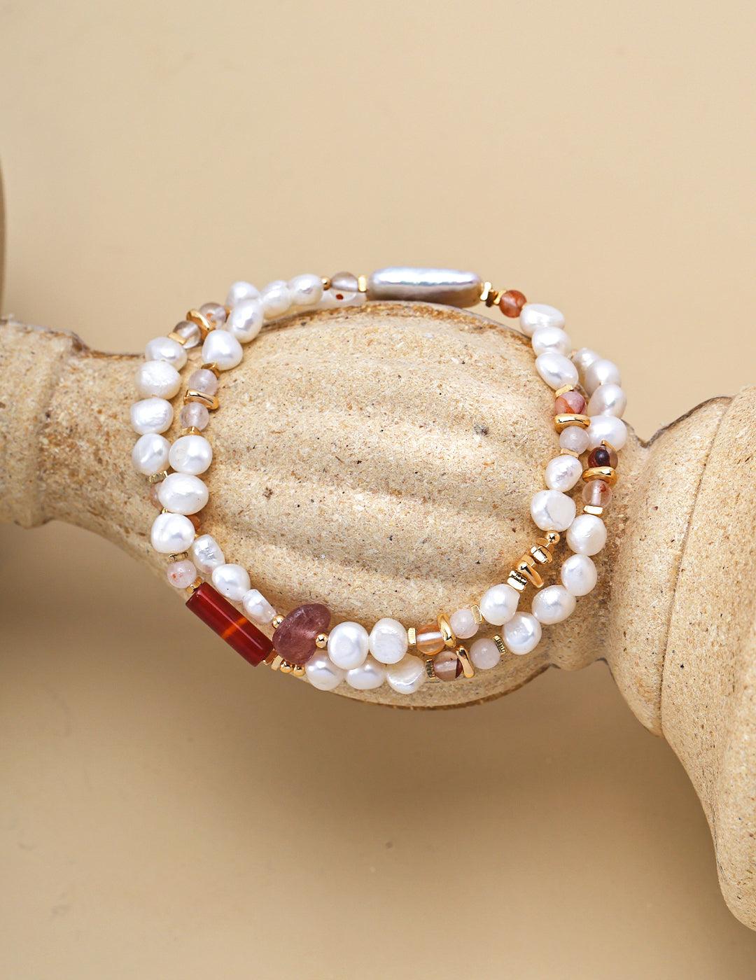 Pink Gemstone Harmony Pearl Necklace - Petite Secret Jewellery